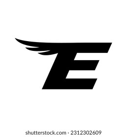 Initial E wings. Vector image