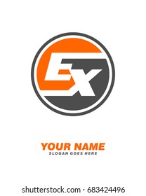 Initial E X circle logo template vector