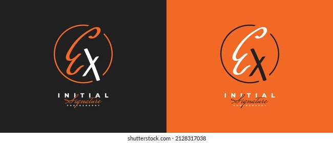 Initial E and X Logo Design with in Elegant and Minimalist Handwriting Style. EX Signature Logo or Symbol for Wedding, Fashion, Jewelry, Boutique, and Business Identity