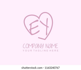 Initial E Y with love logo template vector