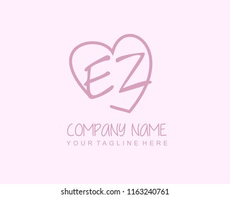 Initial E Z with love logo template vector