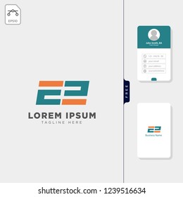 initial e2 tech logo template vector illustration and get free business card design