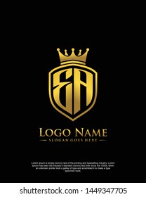 initial EA letter with shield style logo template vector