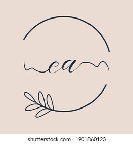 Initial EA logo Handwriting floral and botanical vector