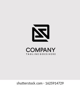 initial EA square letter vector design template 