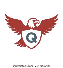Initial Eagle Logo combine with letter Q vector template
