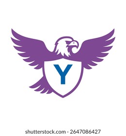 Initial Eagle Logo combine with letter Y vector template
