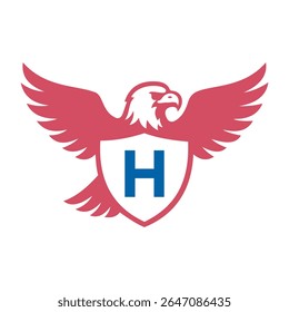 Initial Eagle Logo combine with letter H vector template
