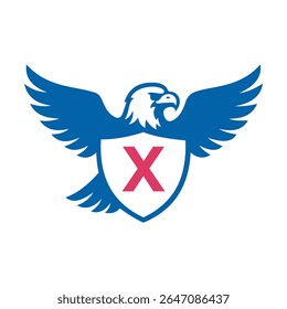 Initial Eagle Logo combine with letter X vector template
