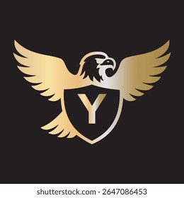 Initial Eagle Logo combine with letter Y vector template
