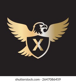Initial Eagle Logo combine with letter X vector template
