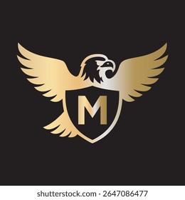 Initial Eagle Logo combine with letter M vector template
