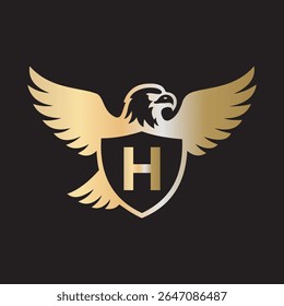 Initial Eagle Logo combine with letter H vector template
