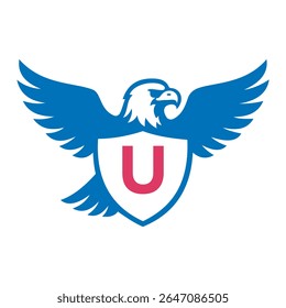 Initial Eagle Logo combine with letter U vector template
