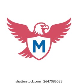 Initial Eagle Logo combine with letter M vector template
