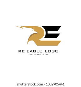 Initial RE eagle logo vector design