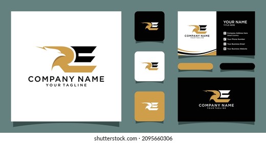 Initial RE eagle logo vector design template