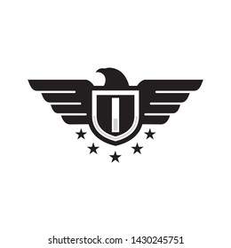 Initial I eagle shield logo template vector