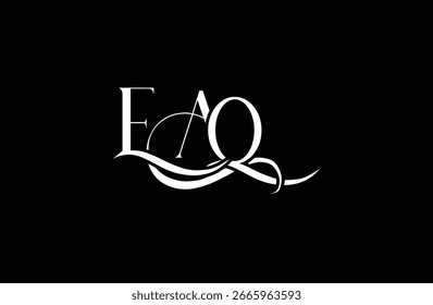Diseño inicial del logotipo de la letra EAQ. Diseño elegante del logotipo del monograma con los Elementos decorativos y la tipografía