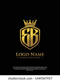 initial EB letter with shield style logo template vector