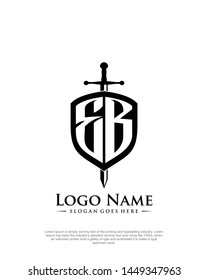 initial EB letter with shield style logo template vector
