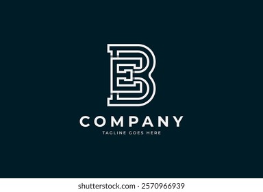 Initial EB Monogram Logo, letter E B with monoline design logo inspiration, vector illustration