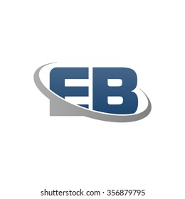 initial EB swoosh ring company logo blue gray