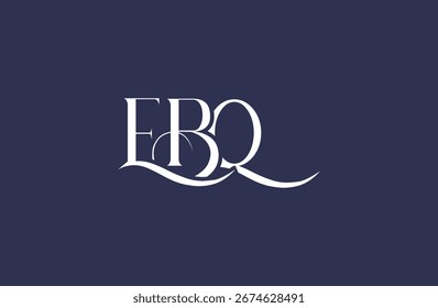 Diseño inicial del logotipo de la letra EBQ. Diseño elegante del logotipo del monograma con los Elementos decorativos y la tipografía