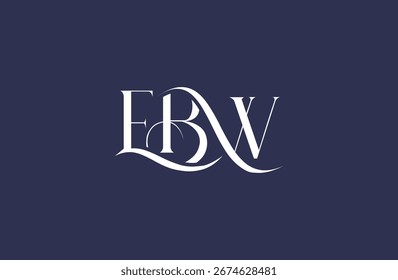 Diseño inicial del logotipo de la letra EBW. Diseño elegante del logotipo del monograma con los Elementos decorativos y la tipografía