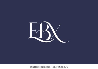 Diseño inicial del logotipo de la letra EBX. Diseño elegante del logotipo del monograma con los Elementos decorativos y la tipografía