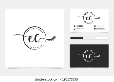 Initial EC Feminine logo collections and business card template.
