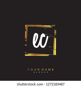 Initial EC handwriting logo vector