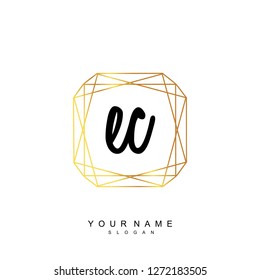 Initial EC handwriting logo vector