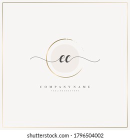 Initial EC Letter handwriting logo hand drawn template vector, logo for beauty, cosmetics, wedding, fashion and business, and other