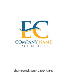 Initial EC Letter Linked Logo Vector Template. Swoosh Letter EC Logo Design.
