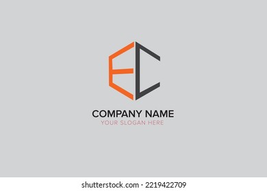 Letra EC inicial, logotipo de arte de línea minimalista hexagonal, logotipo de polígono, letra CE inicial CE.