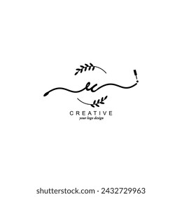 Initial EC logo handwriting botanical branding typography