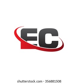 initial EC swoosh ring company logo red black