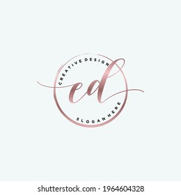 Monograma de belleza ED inicial y diseño elegante de logotipo, logotipo de escritura a mano de firma inicial, boda, moda, floral y botánica con plantilla creativa.