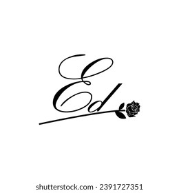 Initial ED handwriting flower typography ornament modern