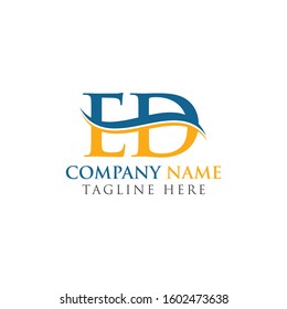 Initial ED Letter Linked Logo Vector Template. Swoosh Letter ED Logo Design.