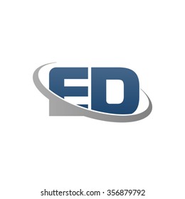 initial ED swoosh ring company logo blue gray