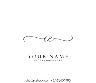 Initial EE beauty monogram and elegant logo design, handwriting logo of initial signature, wedding, fashion, floral and botanical with creative template.