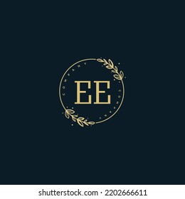 Initial EE beauty monogram and elegant logo design, handwriting logo of initial signature, wedding, fashion, floral and botanical with creative template.