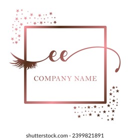 Initial EE calligraphy company eye and eyelash handwriting