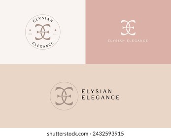 Initial EE for Elysian Elegance Lady Preneur Logo Template for businesswoman