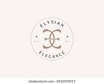 Initial EE for Elysian Elegance Lady Preneur Logo Template for businesswoman