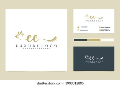 Initial EE Feminine logo collections and business card template.