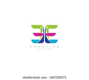 Initial EE letter abstract modern colorful liquid minimalist logo