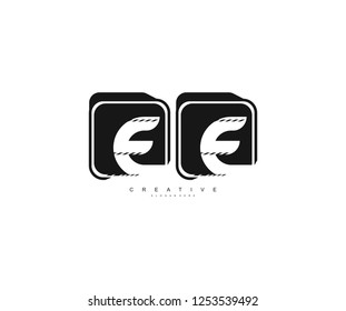 Initial EE Letter Abstract Simple Black Rectangle Emblem Logotype